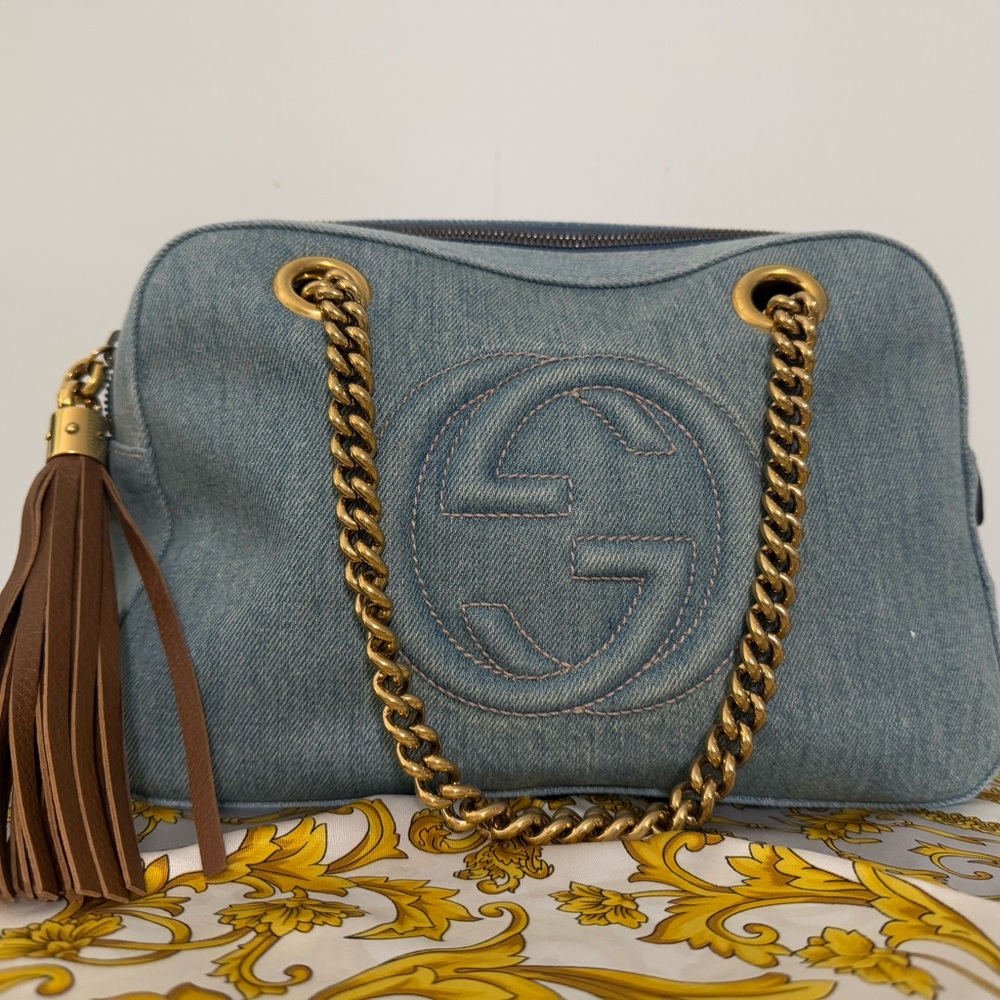 Authentic Gucci Denim Soho shoulder Bag